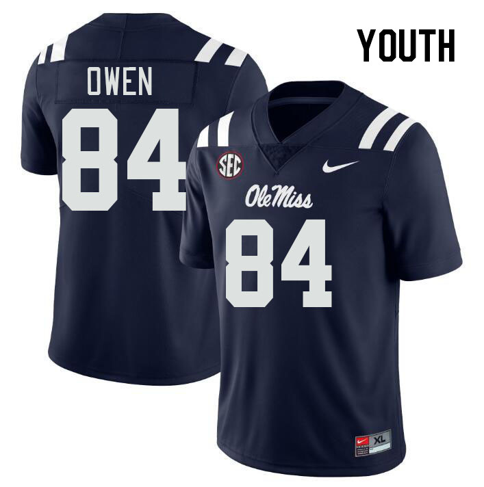 Youth #84 Mac Owen Ole Miss Rebels College Football Jerseys Stitched-Navy